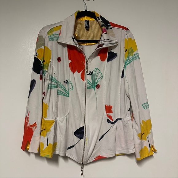 Berek Color of Sunshine Knit Double Zip Up Jacket Size Large - Picture 1 of 10